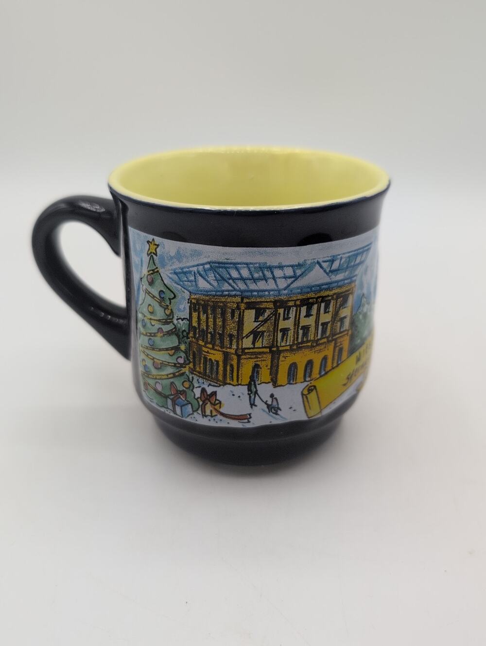 Small German Mug Cup Wiesbadener Sternschnuppenmarkt Christmas Theme Blue Yellow